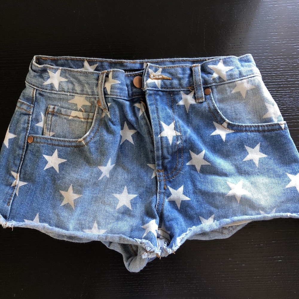 Denim star print shorts